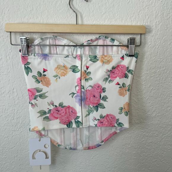 Commense Floral Heart Shaped Neckline Strapless Corset Top XS NWT - Picture 5 of 8